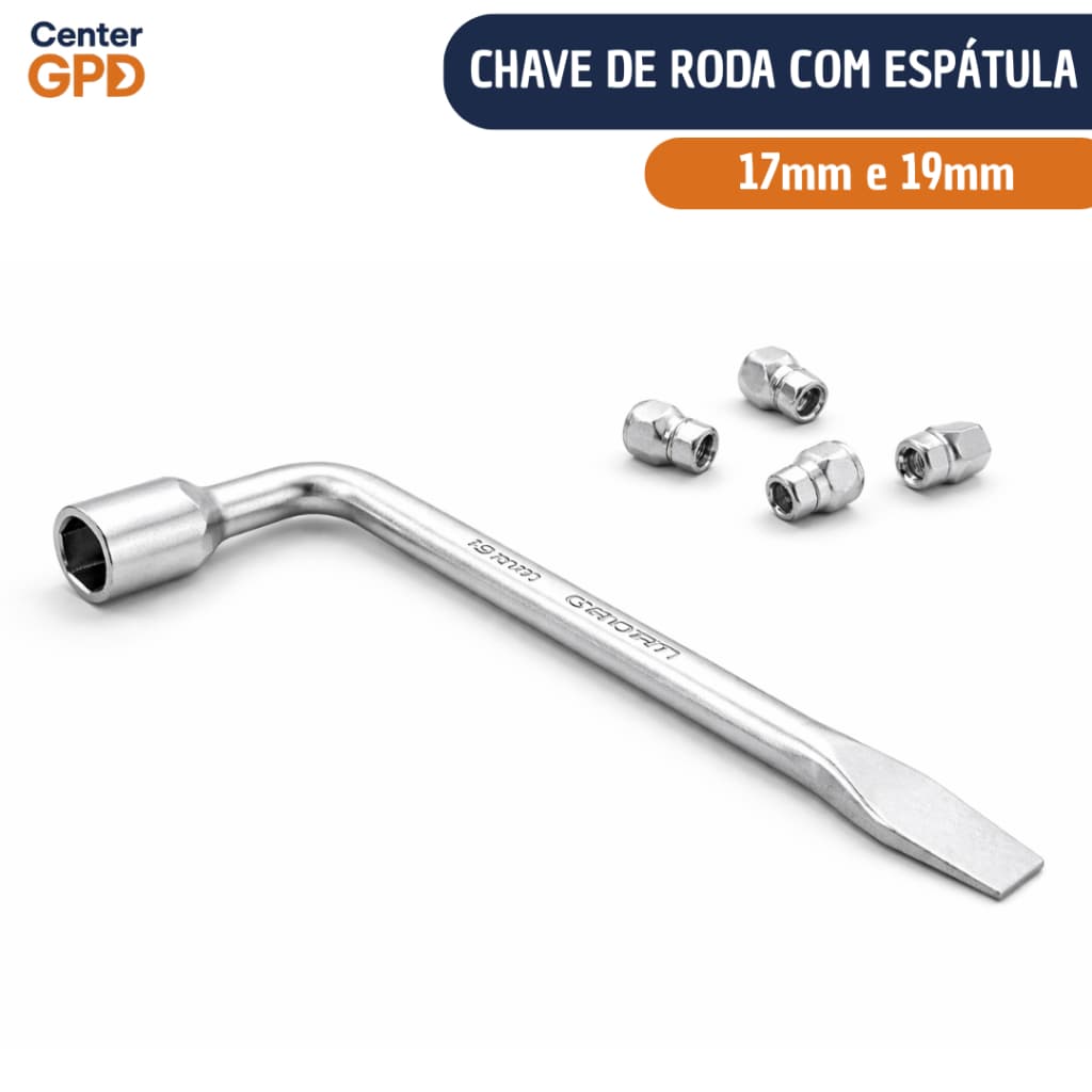Chave De Roda Universal L Com Espatula 17mm e 19mm Carro Reforçada
