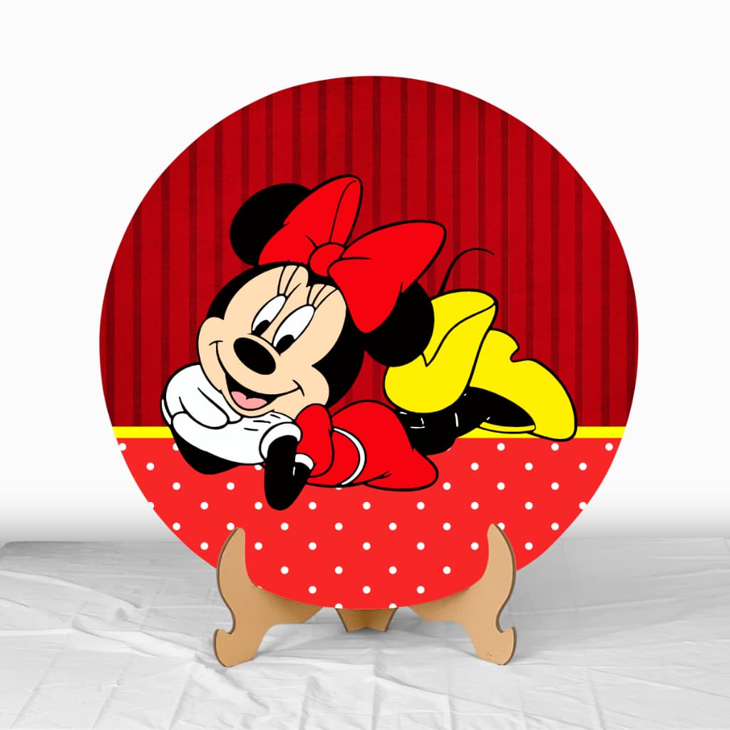 Mini Decoração Mesa Painel Capa Sublimação 50x50 Minnie Baby Rosa Claro