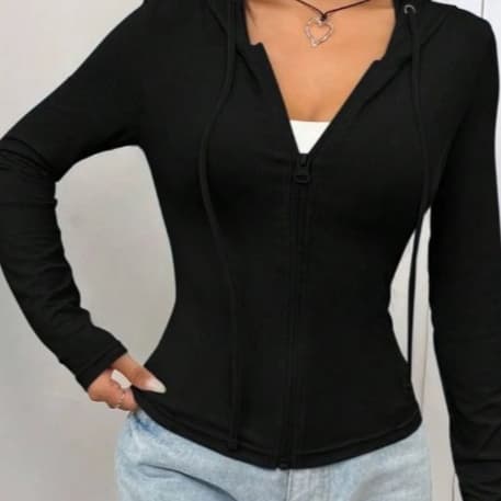 Blusa feminina casaco academia lisa basica esportiva com capuz ziper ribana