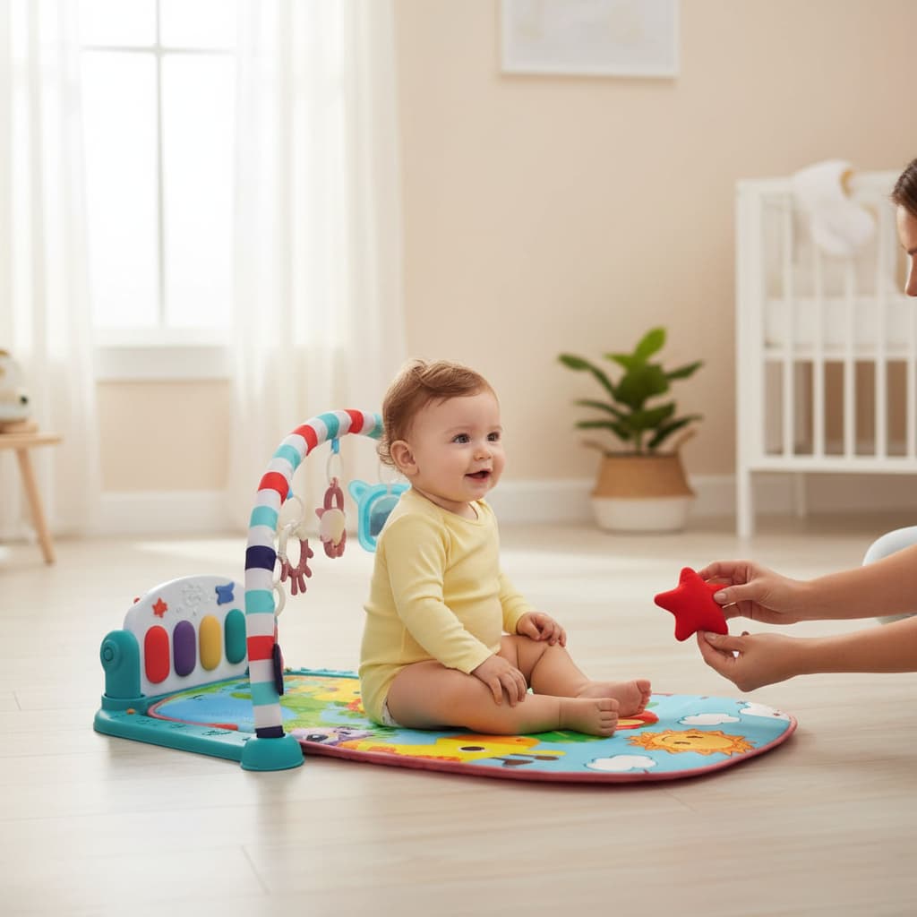 Ginásio Tapete Atividades Musical Bebê Som Luz Piano Kitstar