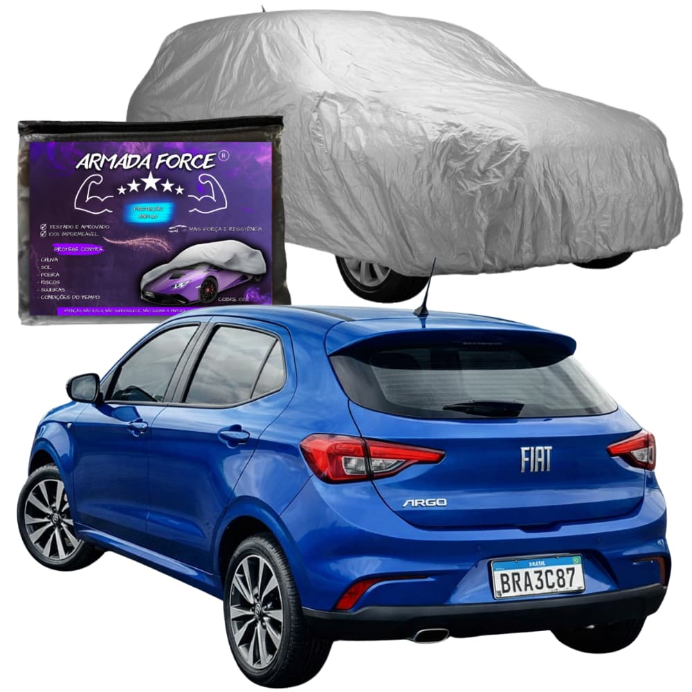 Capa de Proteção Para Carro FIAT ARGO Hatch Sem Forro Impermeável, Resistente ao Sol e Chuva