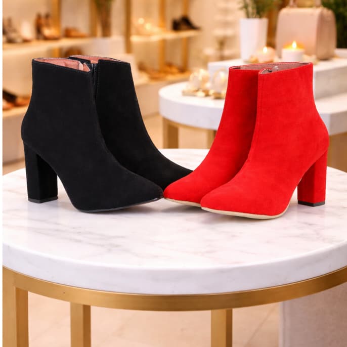 Bota preta camurça Feminina salto alto moda feminina confortavel