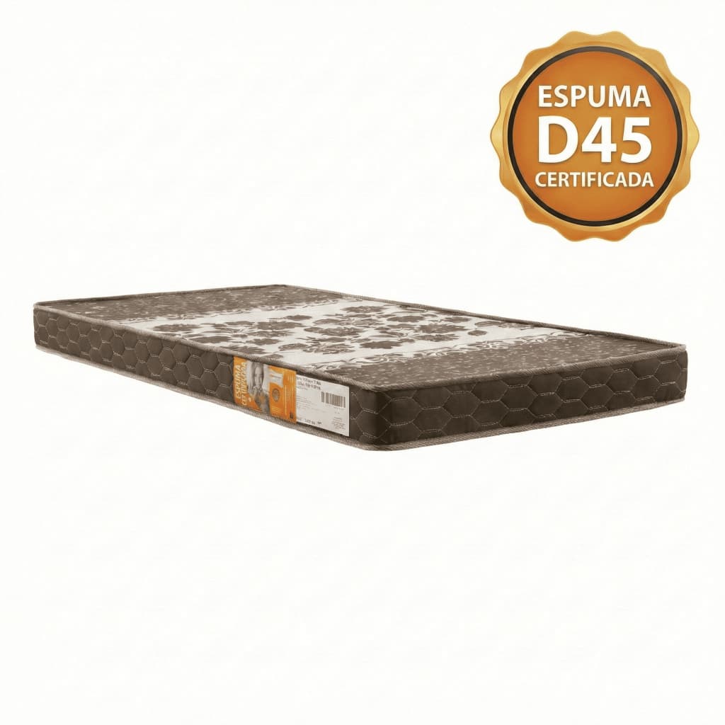 Colchão Solteiro D45 Firme 188x88cm Antiácaro 100% Espuma Conforto Ideal para Sono Tranquilo
