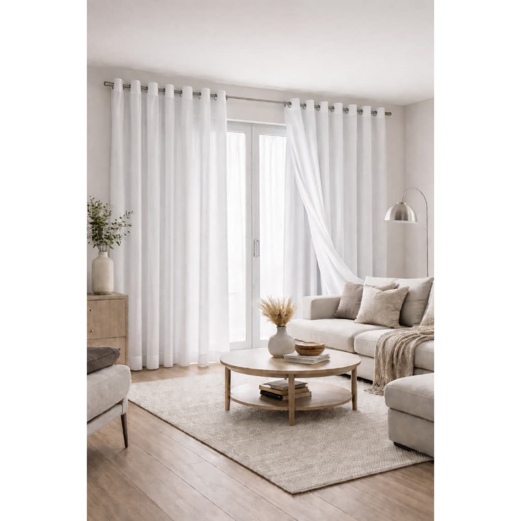Cortina Voil Linho com Forro Microfibra para Sala Quarto 4,00m Largura x 2,80m Altura