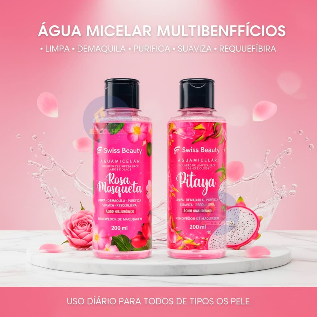 Água Micelar Rosa Mosqueta & Pitaya Limpa Suaviza Tonifica a Pele