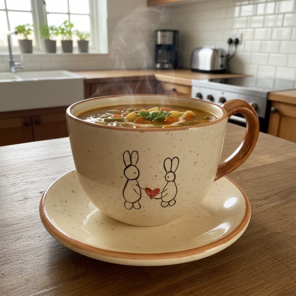 Xícara Consumê Páscoa Para Comer Sopa e Caldo 700ml Feito de Cerâmica