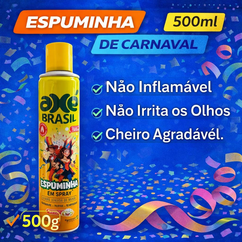 Spray Espuma Carnaval 500ml – Espuminha para Festa, Aniversário e Eventos