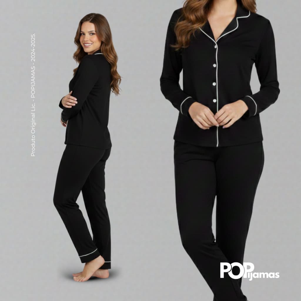 Pijama Americano Feminino Inverno Longo Conjunto Calça e Blusa de Frio Confortável