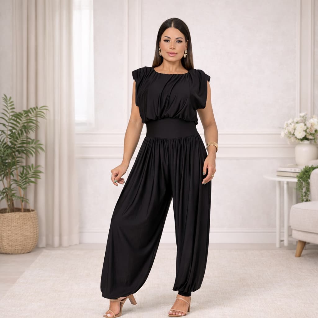 Macacão Aladim Feminino Soltinho Confortável Casual Com Elástico Leve