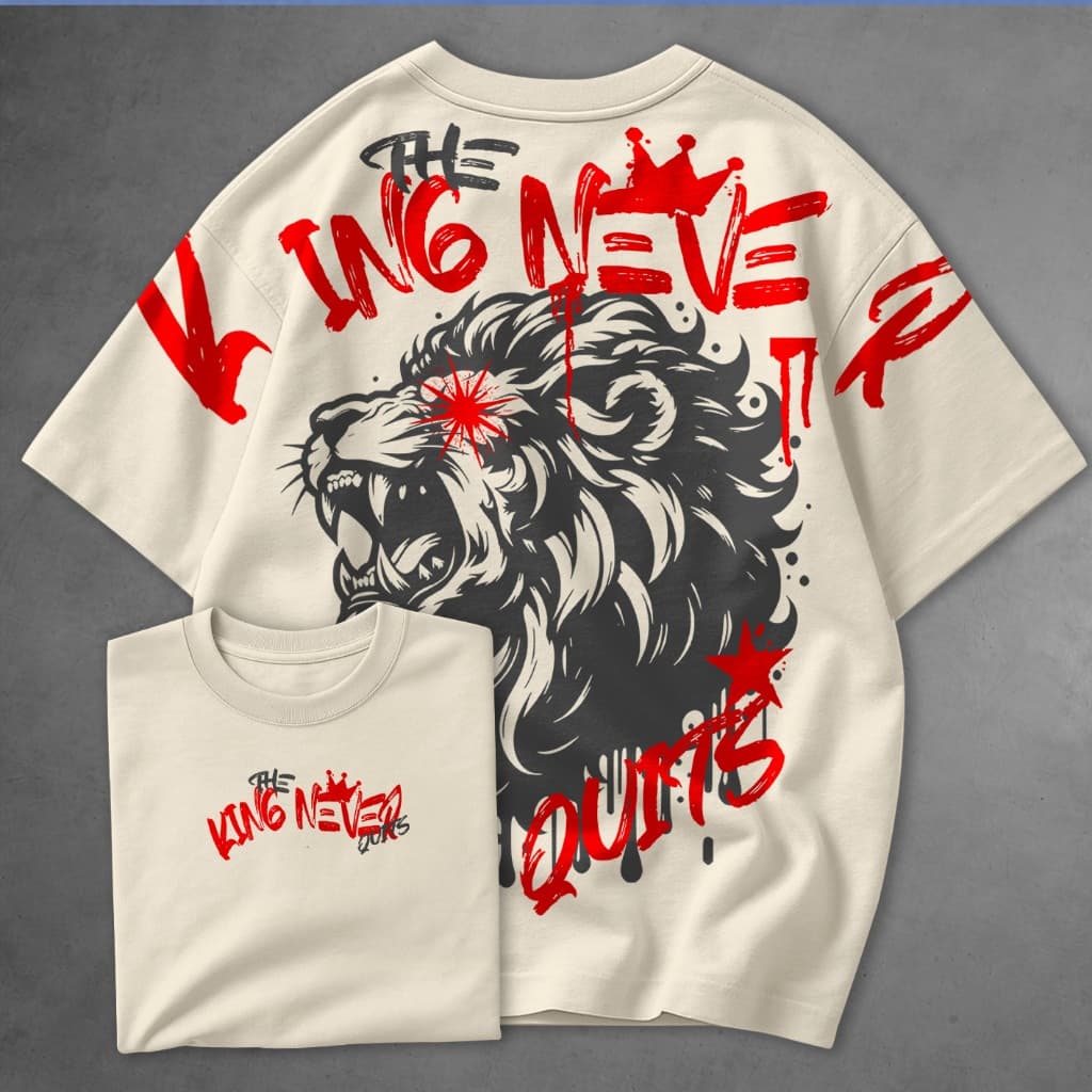 Camiseta Oversized The King Never Quits – Lion Streetwear