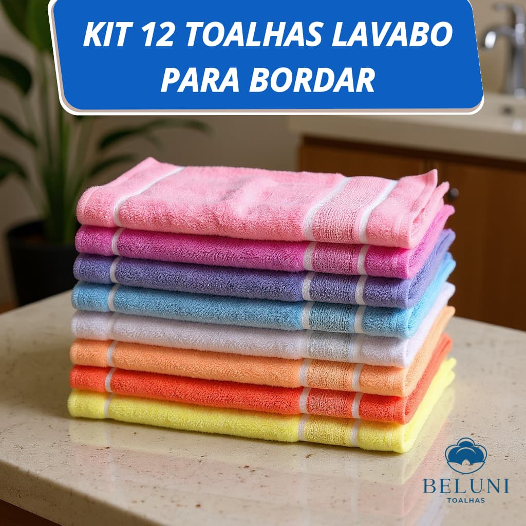 Kit 12 Toalha Lavabo Artesanato Para Bordar Ponto Cruz - 28x48cm Lembrancinha Academia Escolar