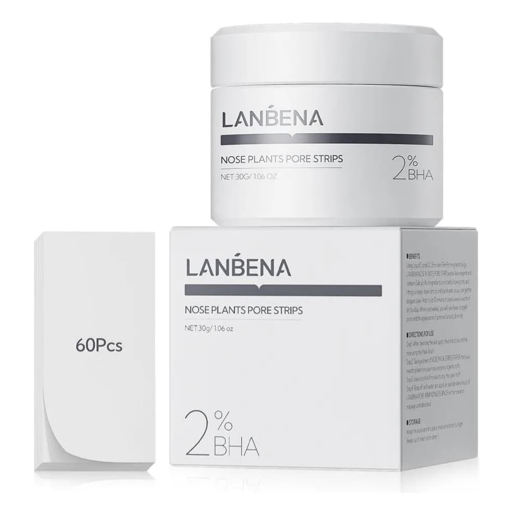 Removedor De Cravos Limpeza De Pele Estética Máscara Lanbena + 60 patches Limpa Poros Nariz Rosto Creme Facial