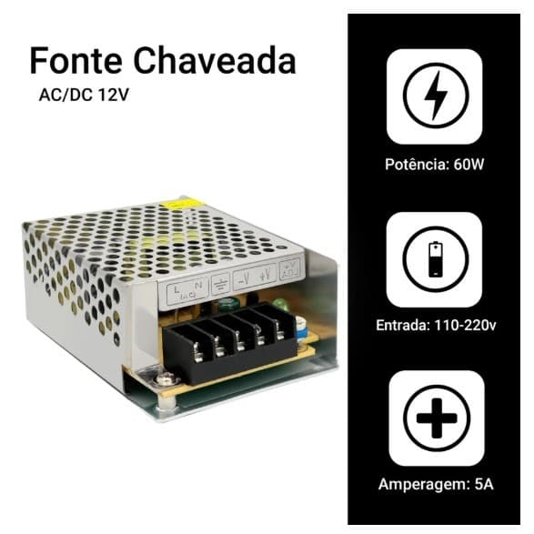 Fonte Colmeia 12V 5A - TC-60-12 - Bivolt