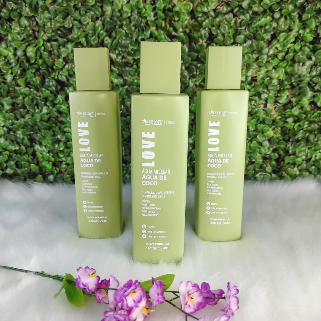 Água Micelar Max Love 290ml - Agua de Coco, Pepino, Rosa Mosqueta