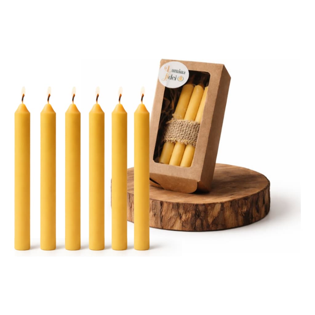 Kit 6 Velas Oracionais Lisa Natural 14x1,3 Uso Espiritual Decorativo Cera de Abelha