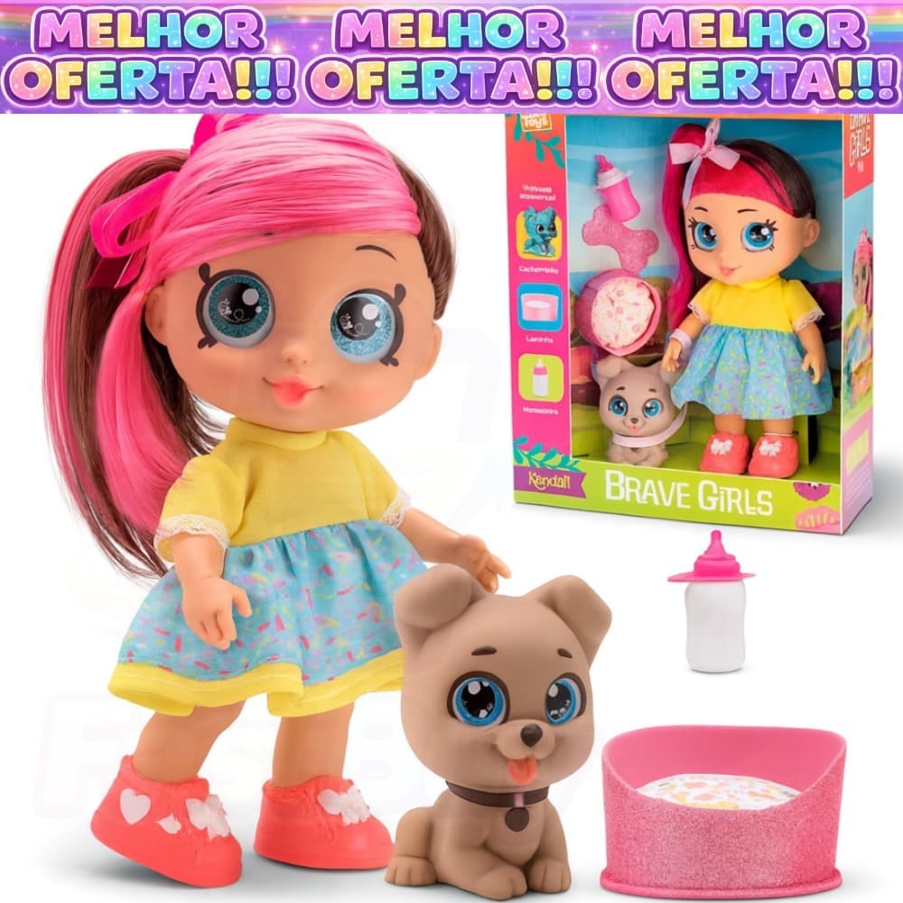 Boneca Kendall Pet Com Cachorrinho e Acessórios Coleção Brave Girls - Bee Toys