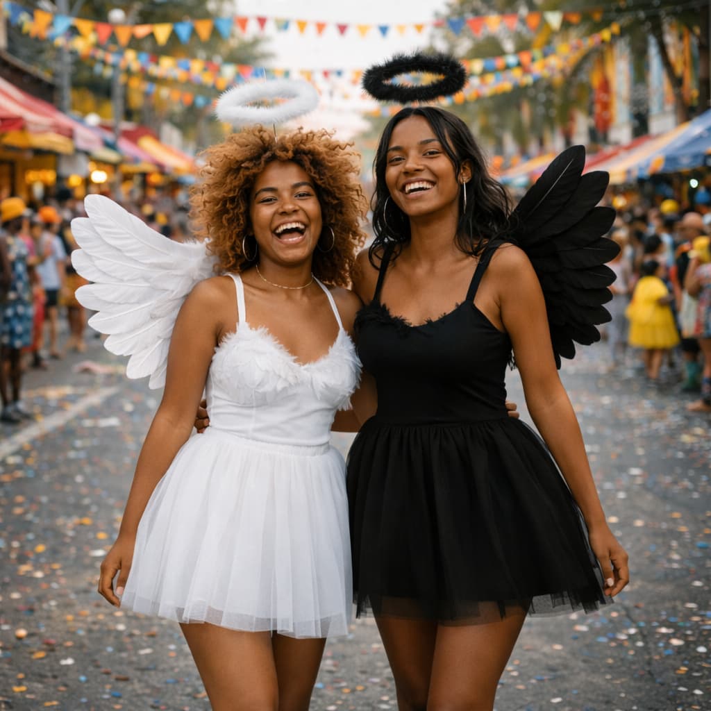 Kit Fantasia Anjo Preto Branco Asa Tiara Com Led Saia Tule Carnaval Festa Halloween Adulto Bloquinho