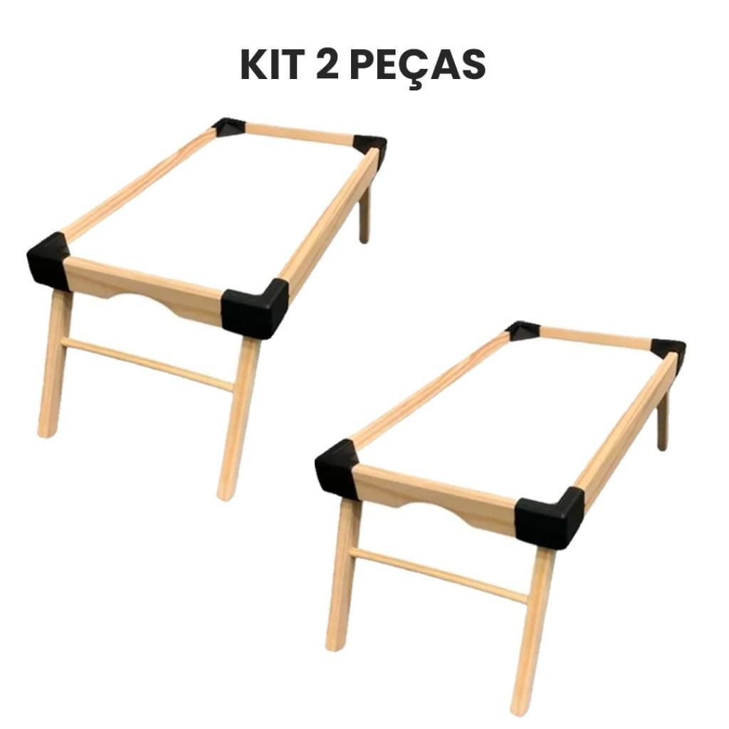 OFERTA 9.9 KIT 2Pçs Mesinhas Café da manhã Plus de Madeira Natural, Cozinha, Frios, Bandeja, Queijos
