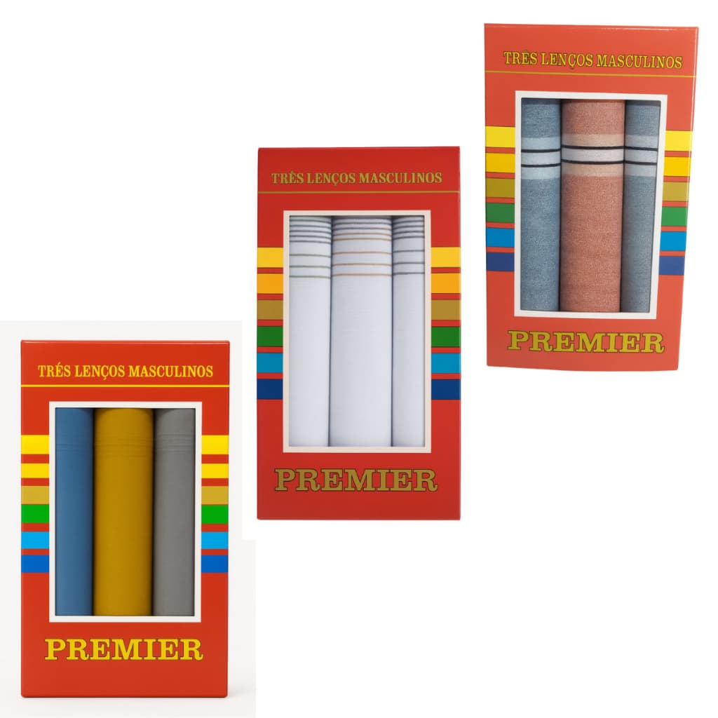 Kit 9 Lenços De Bolso Masculino Premier 32x32 Presente Pais
