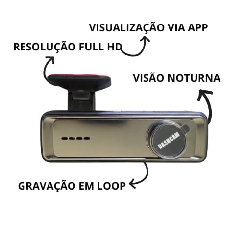 CÂMERA DE BORDO DVR VEICULAR SEM VISOR FULL HD 170 GRAUS DE VISÃO - DASHBOARD