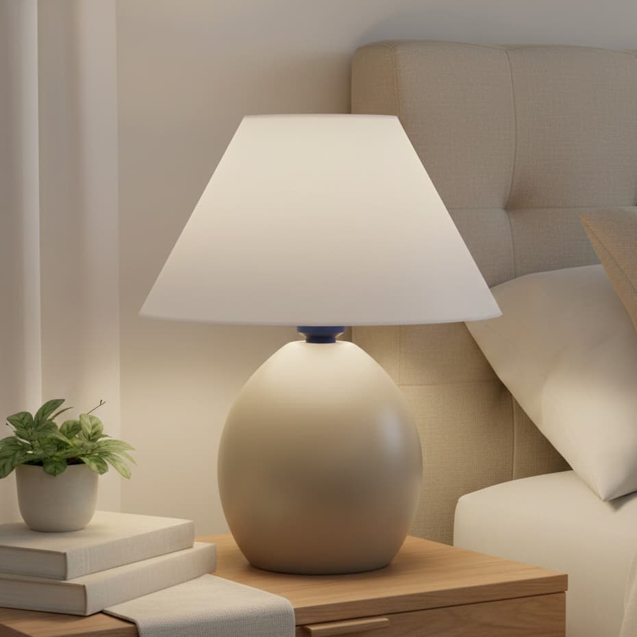 Abajur Luminária de Cerâmica Elipse com Cúpula Decoração Quarto Sala Escritório