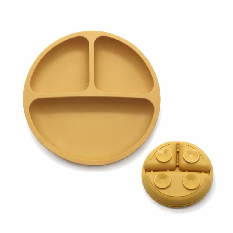 Prato Infantil de Silicone com Ventosa e Divisórias para Introdução Alimentar do Bebê
