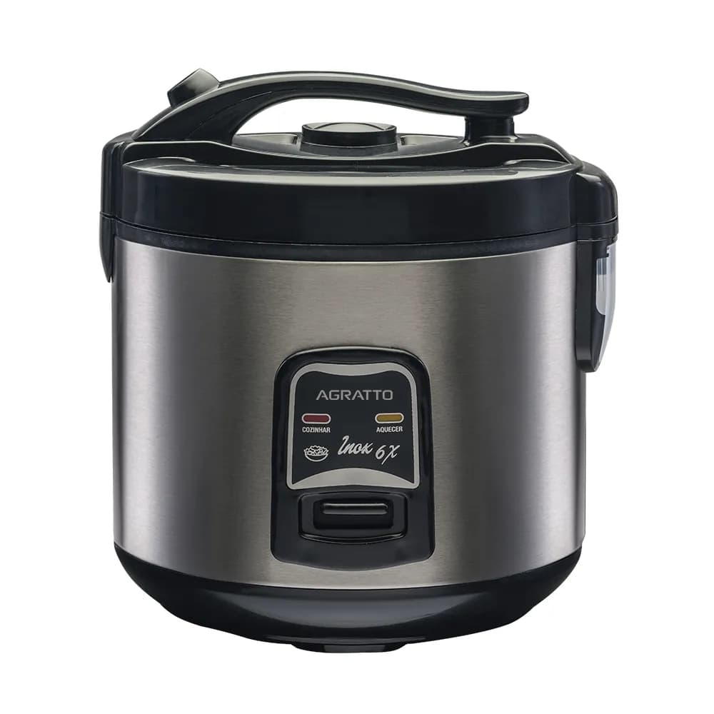 Panela Elétrica de Arroz Inox e Visor Com Vaporeira Agratto 6 Xícaras PAI6X 220v
