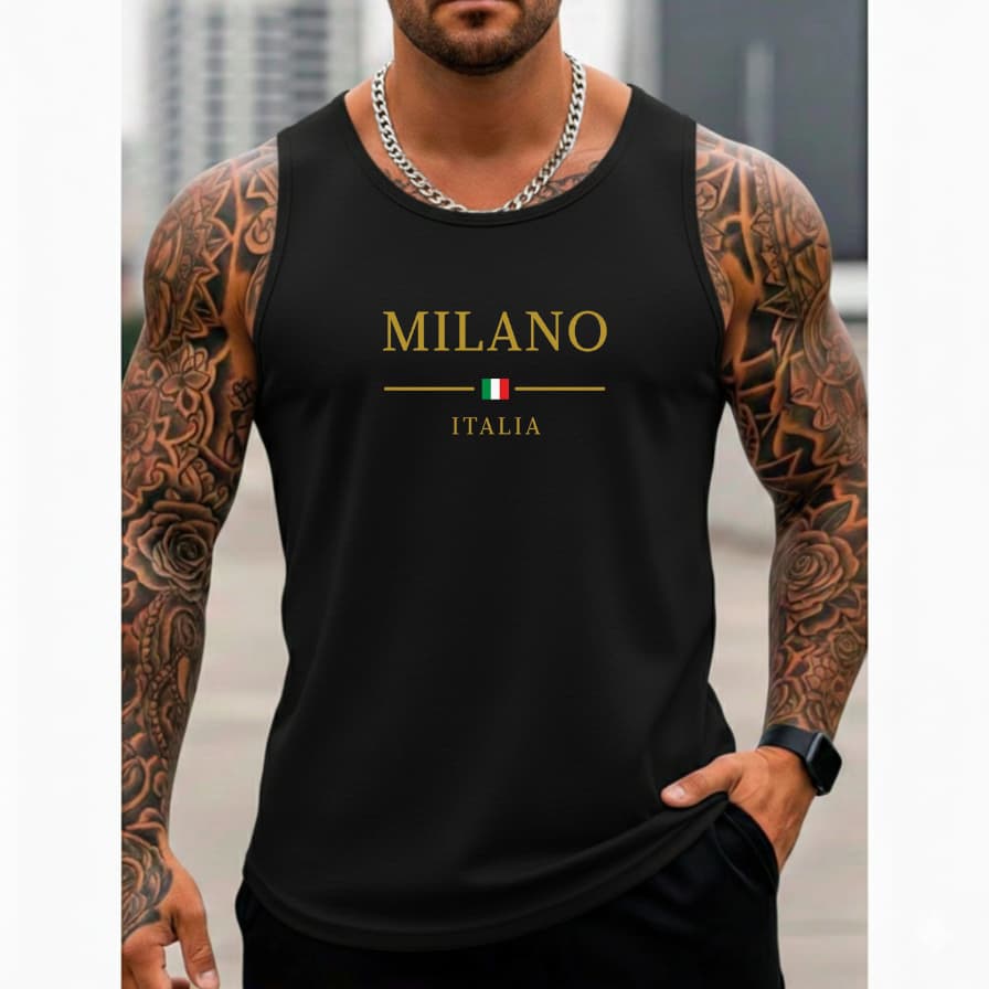 Regata Masculina Algodão Premium Estampa Milano Envio Imediato