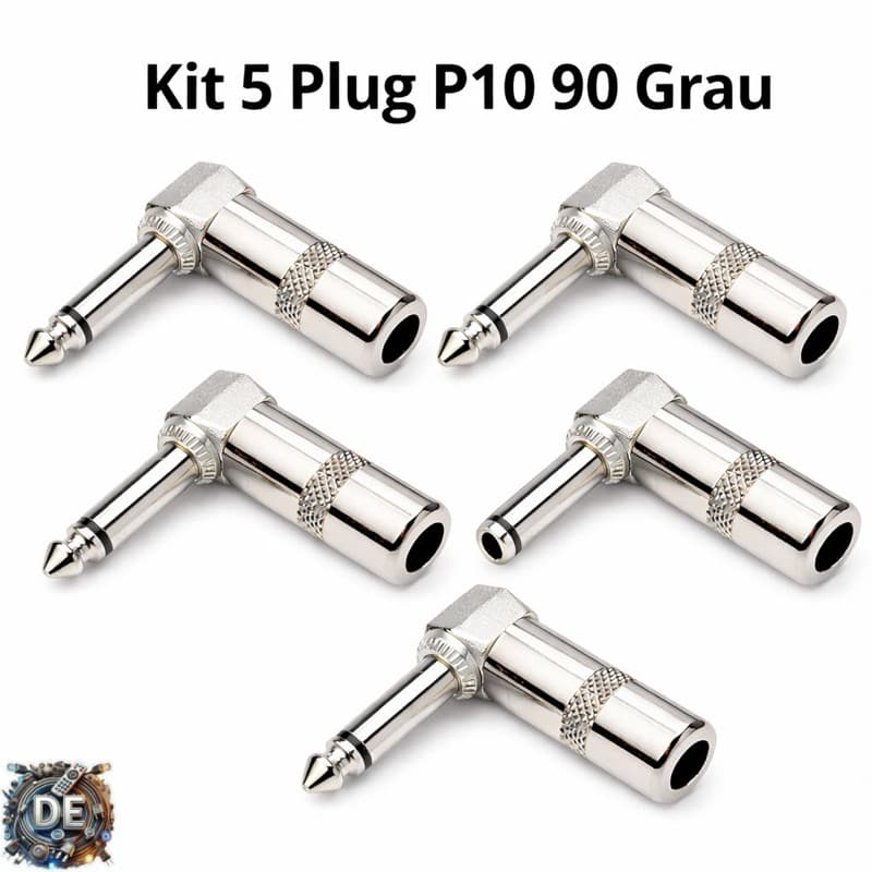 kit 5 Plug P10 Metal Mono Profissional 90 Graus