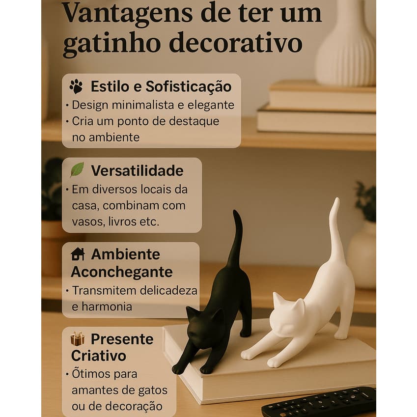 Gatos Decorativos Minimalistas Escultura Decoração Moderna Quarto Sala