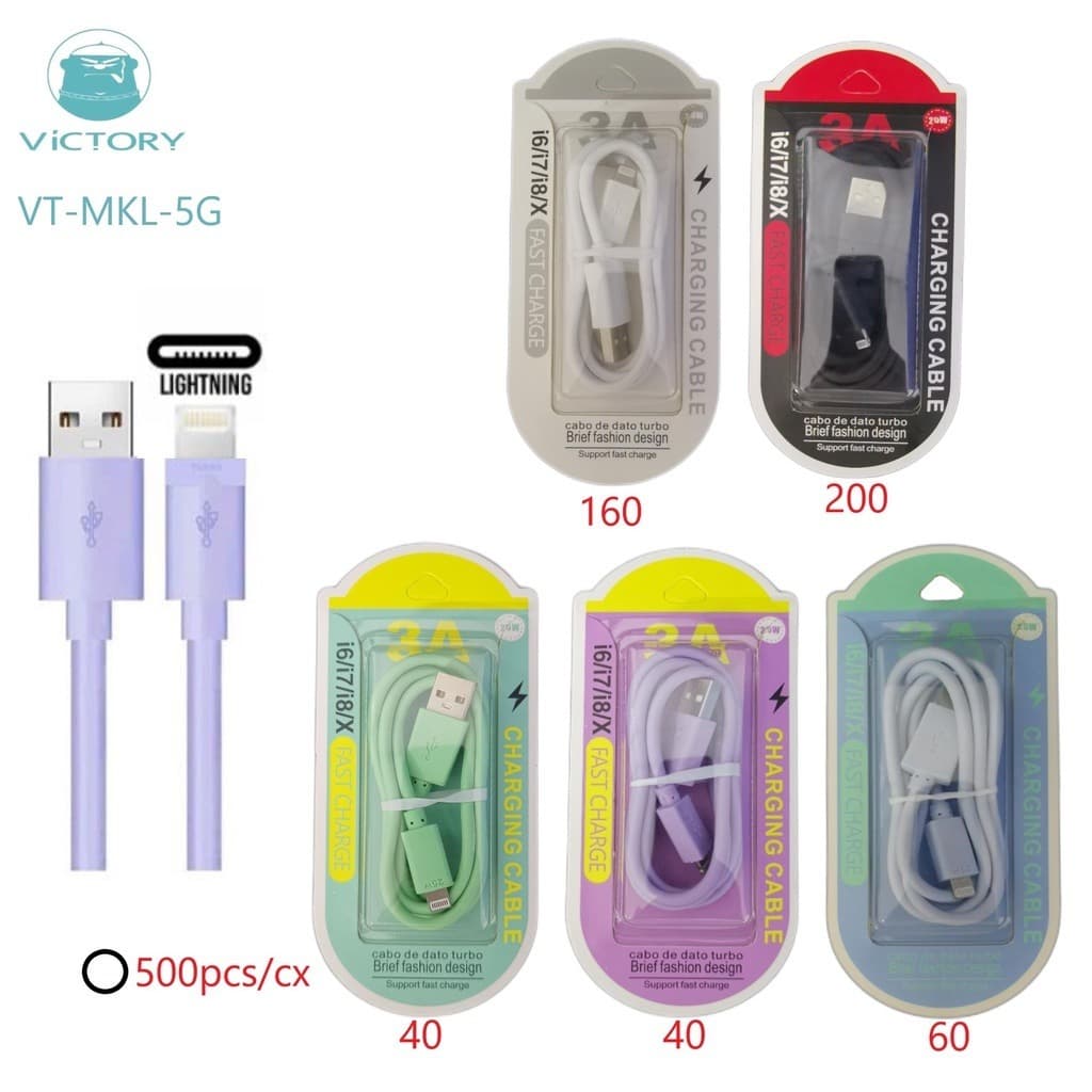 Kit 3 Cabo Carregador Turbo 25w micro USB（V8）/TYPE-C/iphone de macaron