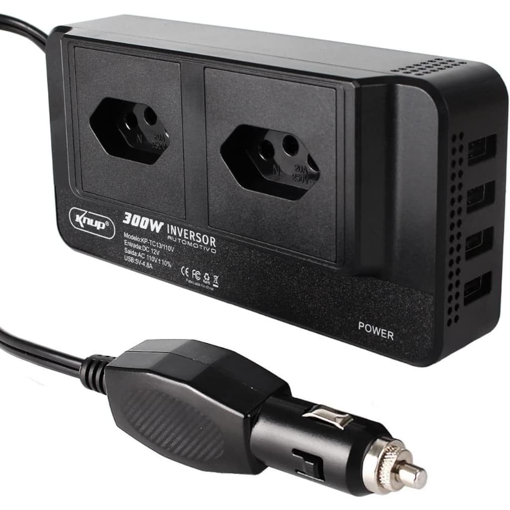 Inversor Carro 12v Acendedor Tomada 110v Conversor + 4 Usb