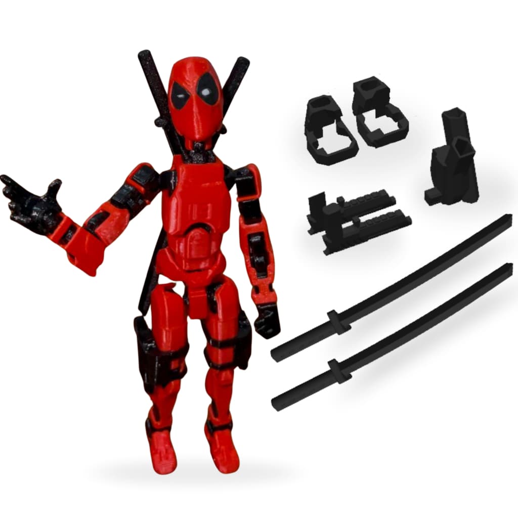 Boneco Dummy 13 Deadpool Articulado Decoração + Kit Armas