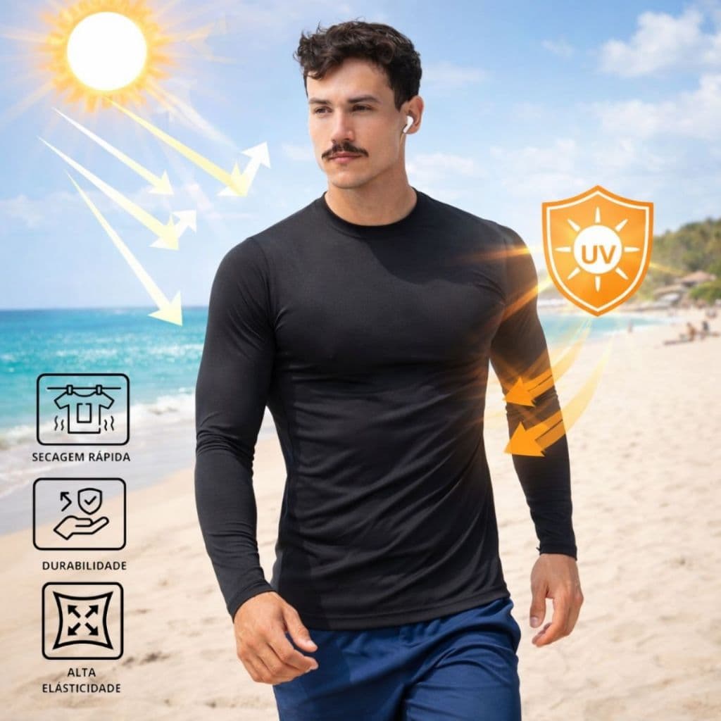 Camisas Térmica Proteção Uv 50+ Unissex Segunda Pele Academia Esportes Praia Linha Premium
