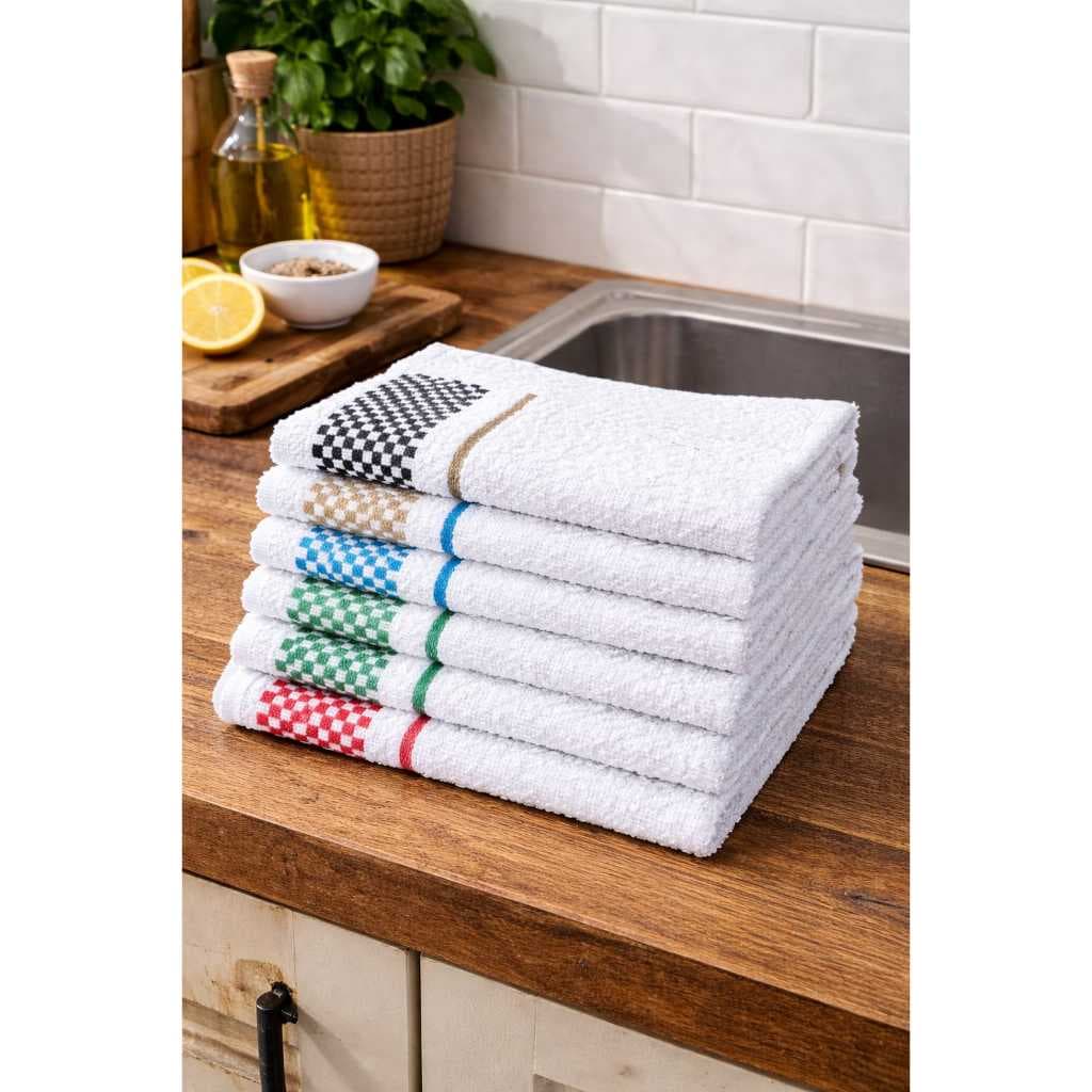 Kit 5 Panos de Copa Felpudos Jacquard 100% Algodão Alta Absorção 45x60cm