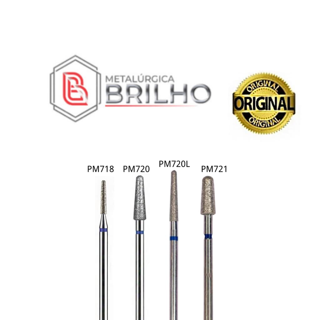 Broca de ponta diamantada conica topo arredondado PM 718/PM 720/PM720L/PM721 (metalurgica Brilho)