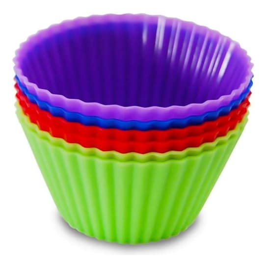 Kit 6 forminhas Coloridas de Silicone Cupcake Mufins Bolo Empadas Pão de Queijo Resistente Air Fryer