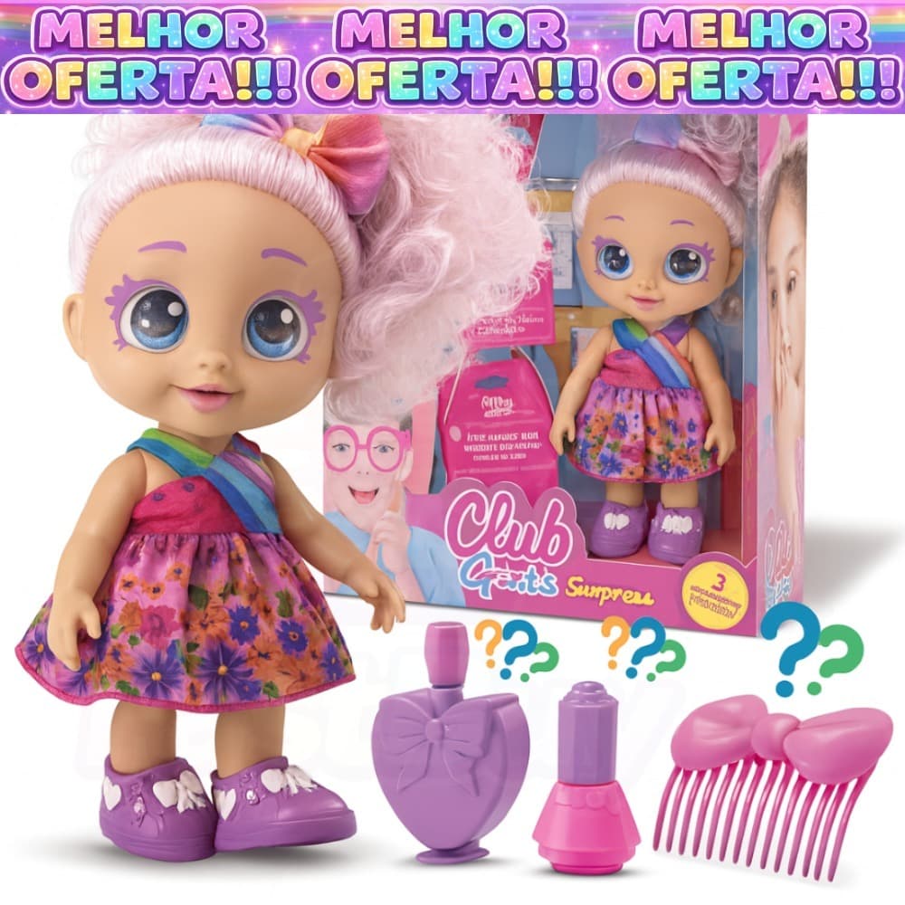 Boneca Club Girls Surprise C/ Acessórios Surpresa Brinquedo - Bee Toys