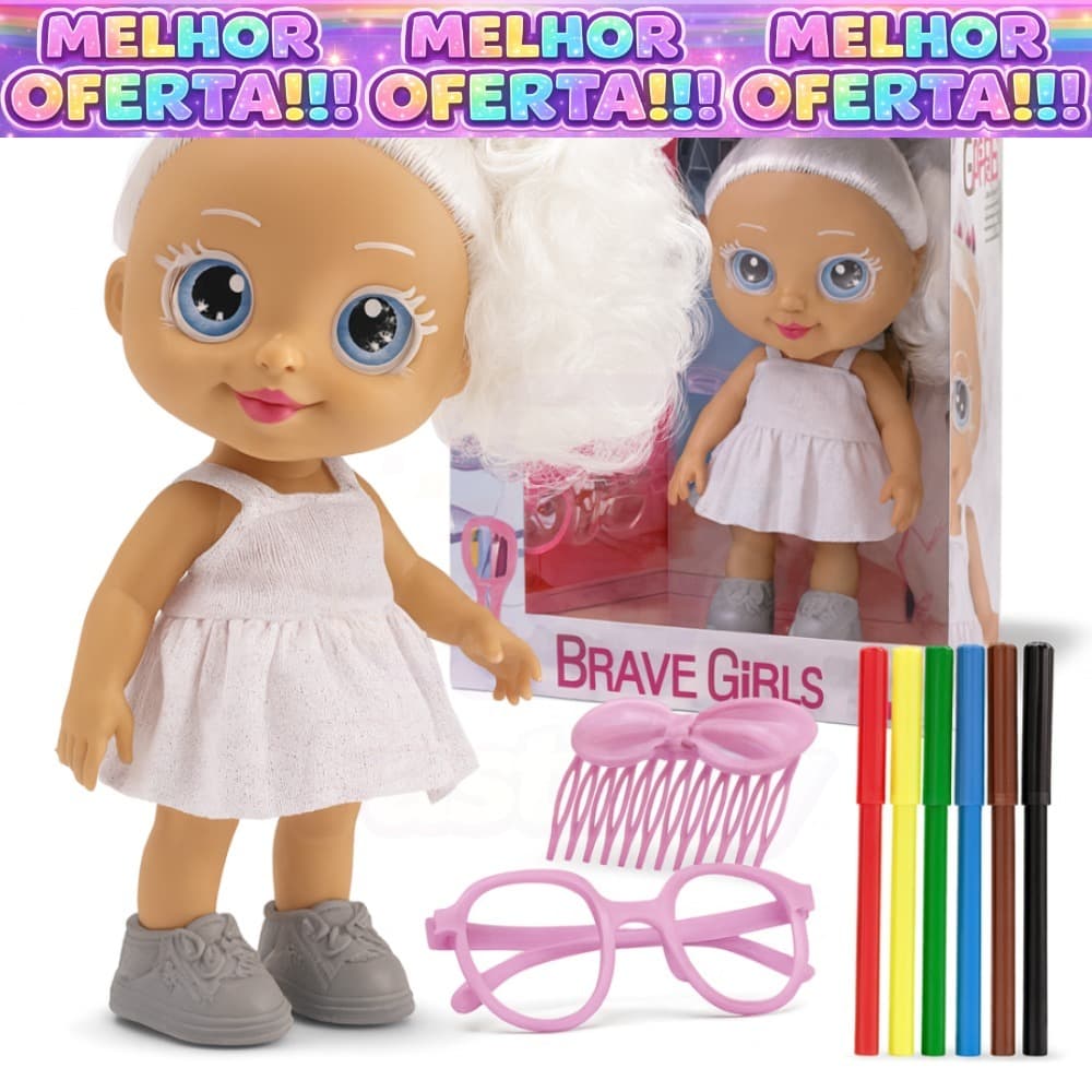 Boneca Brave Girls Artista Com Roupa e Cabelo Para Colorir e Pintar - Bee Toys -