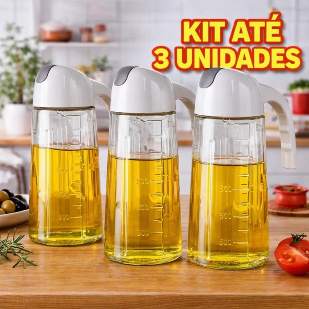 Galheteiro Dispenser Garrafa Azeite Vidro 630ml Dosador Tampa Hermetica Oleo vinagre Temperos
