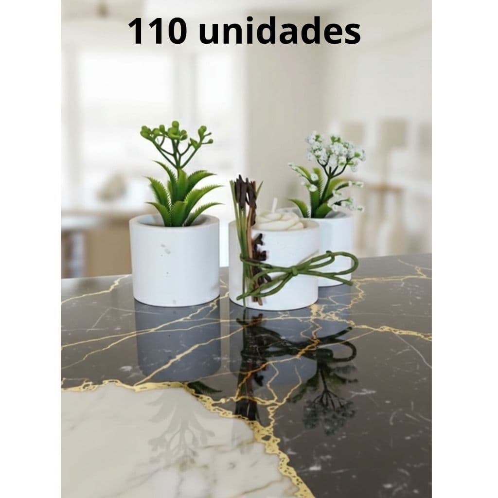 KIT 110 vasinhos REDONDO de gesso para presentes e Lembrancinhas porta-velas e suculenta