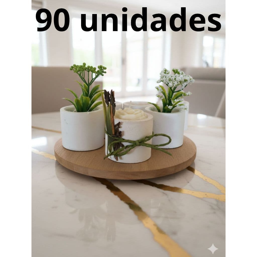 KIT 90 vasinhos REDONDO de gesso para presentes e Lembrancinhas porta-velas e suculenta