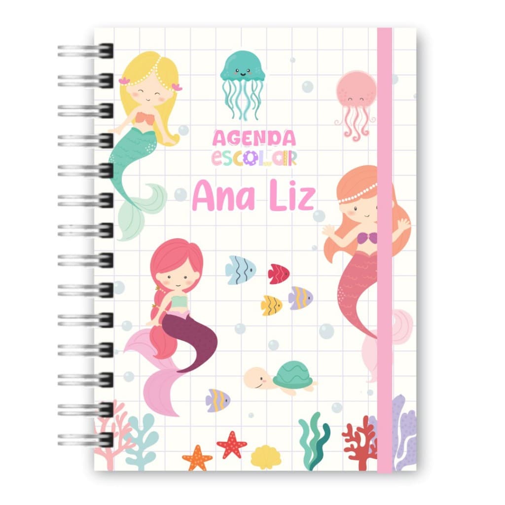 Agenda Escolar Infantil Diversos Temas Material Escolar Menina Personalizado com nome Capa Dura kit escola Papelaria