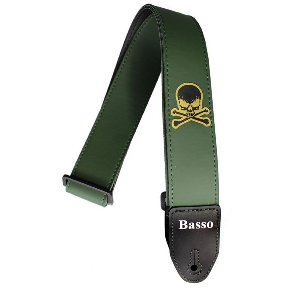CORREIA ALÇA BASSO SINTETICA MILITAR CAVEIRA VERDE VIOLÃO GUITARRA CAVAQUINHO UKULELE CINTA ALÇA REGULÁVEL ESTAMPADA