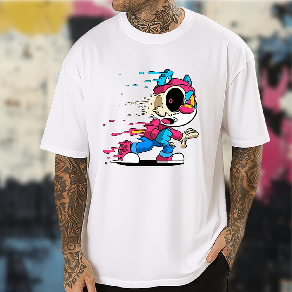Camiseta Branca Estampa Personagem Cartoon Moderno