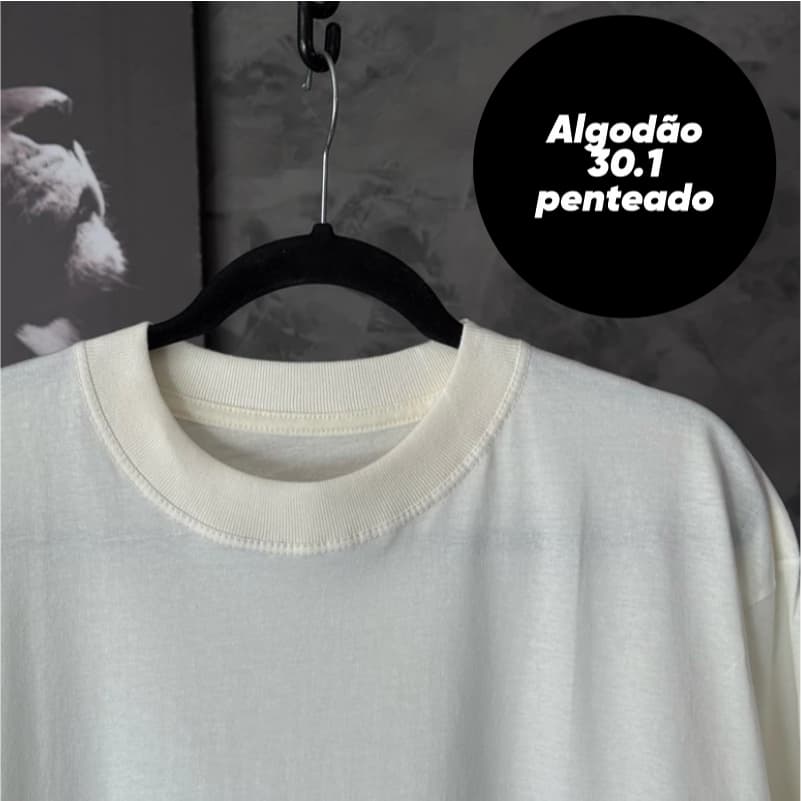 Camiseta Básica Off White M ao GG Street Wear Algodão Penteado