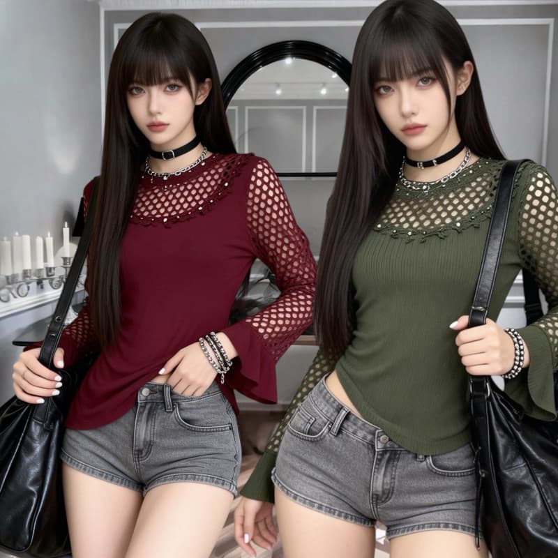 BLUSA FEMININA canela DE FRIO TRICO MANGA DE RENDA  \JZ