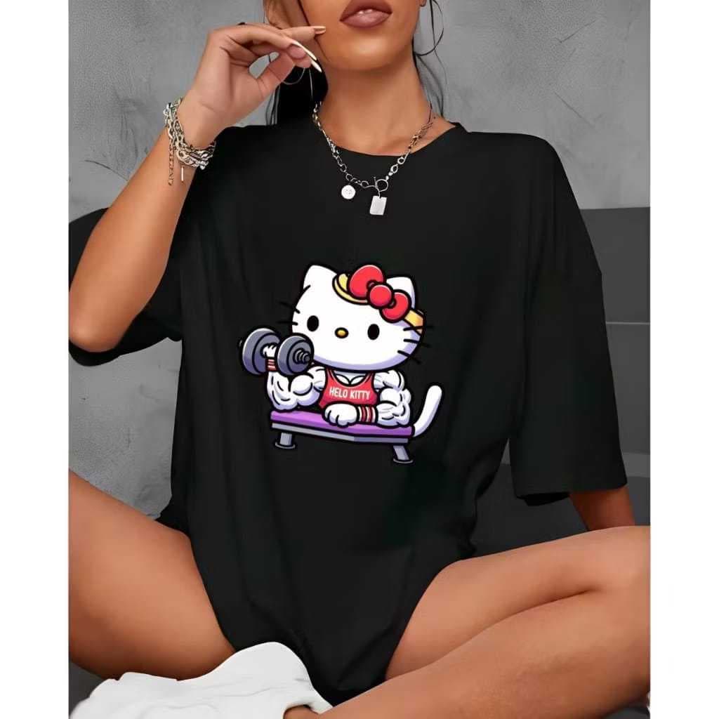 Camiseta 100%Algodão Academia Fitness Gym Treino Musculação Feminina Hello Bíceps