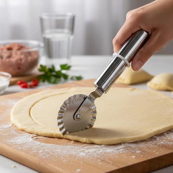 Cortador De Pastel -  Massas - Carretilha texturizada - Aço Inox