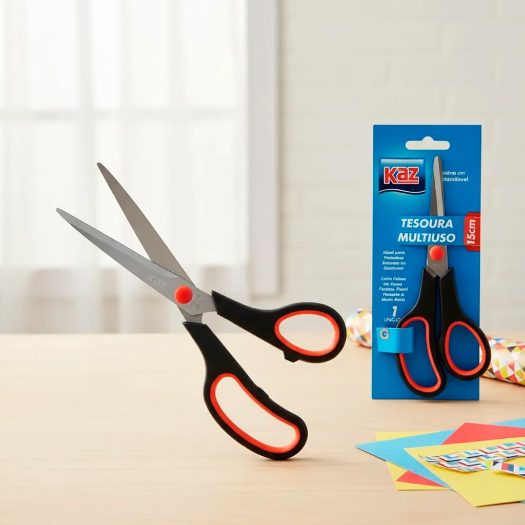 Tesoura Aço Inox 15cm Multiuso Casa Escritório Cozinha Costura Artesanato Corta Folha Papel Plástico